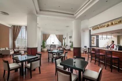 Lounge and bar seating in the main building